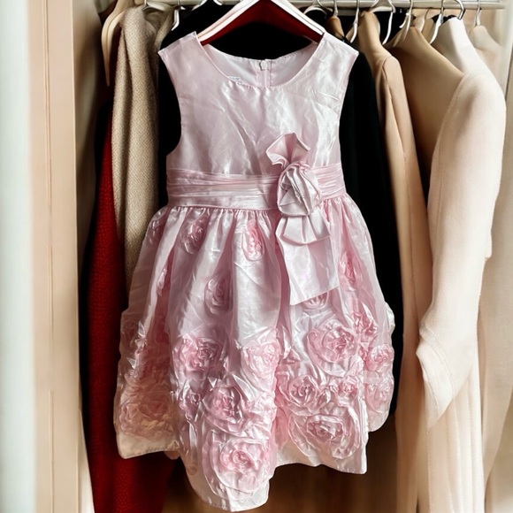 BONNIE JEAN Pink Rose Bow Formal Princess Dress Toddler Girl’s Size 2T - Picture 1 of 9